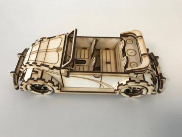 VW Kaefer Cabriolet - 3D Laser Cut Modell - Seitenansicht